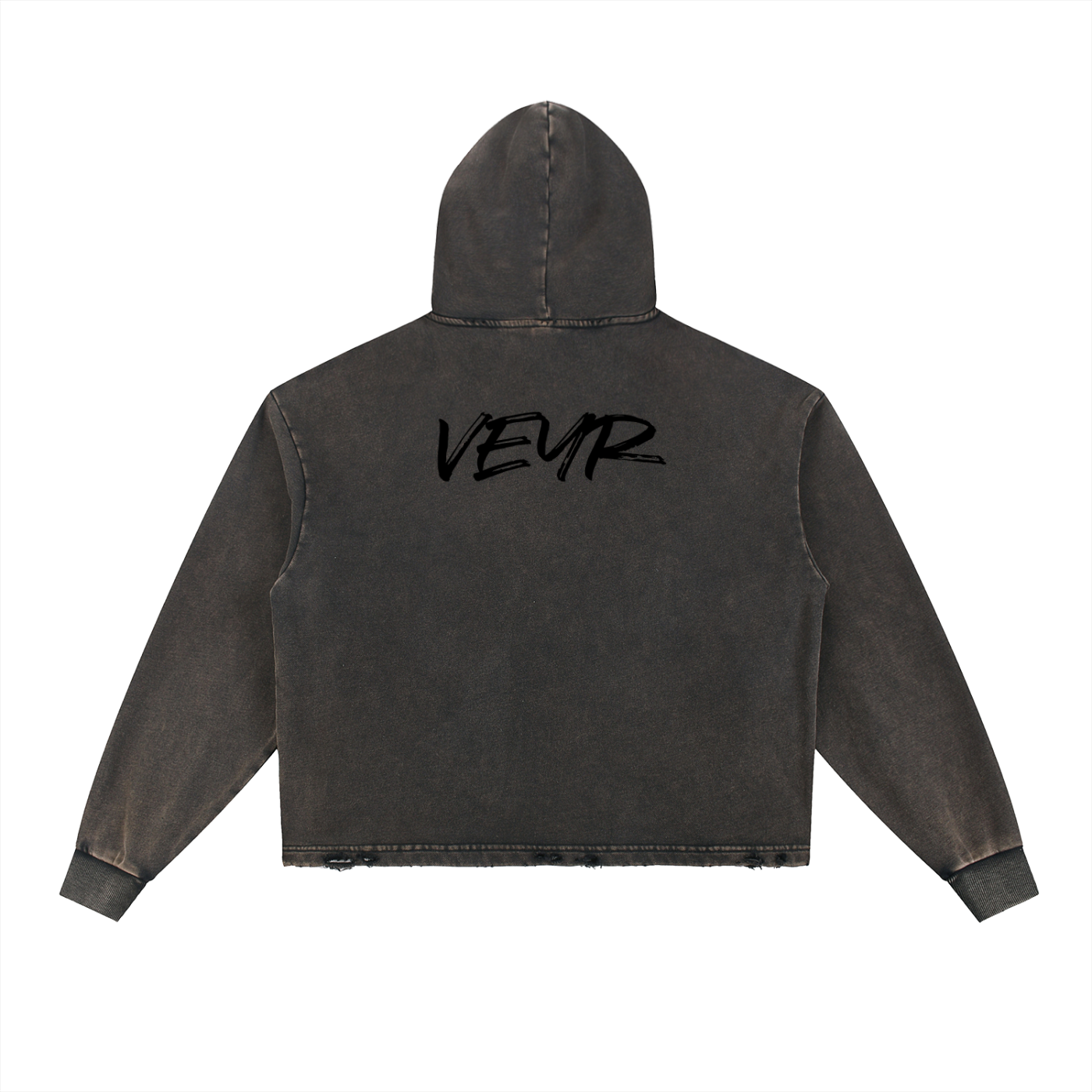 Vintage Washed Frayed-Hem Hoodie