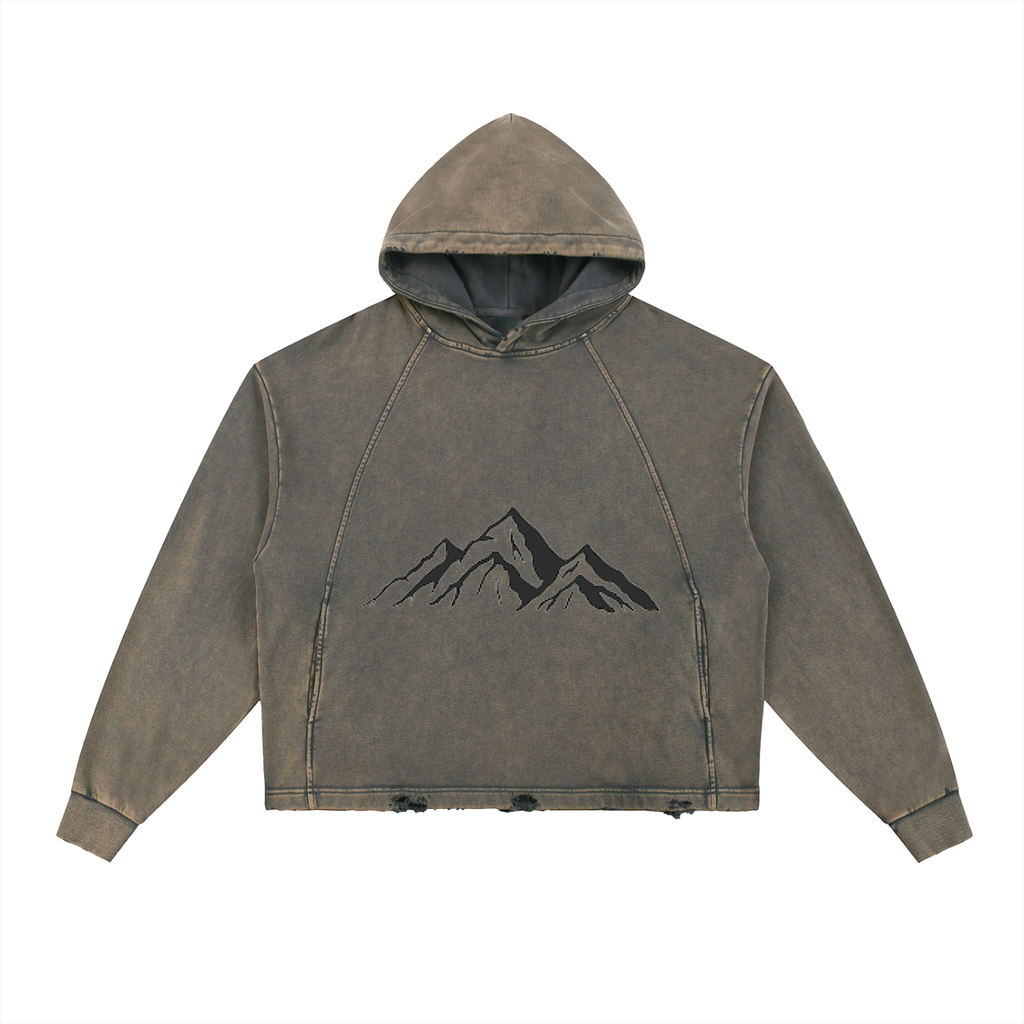 Vintage Washed Frayed-Hem Hoodie