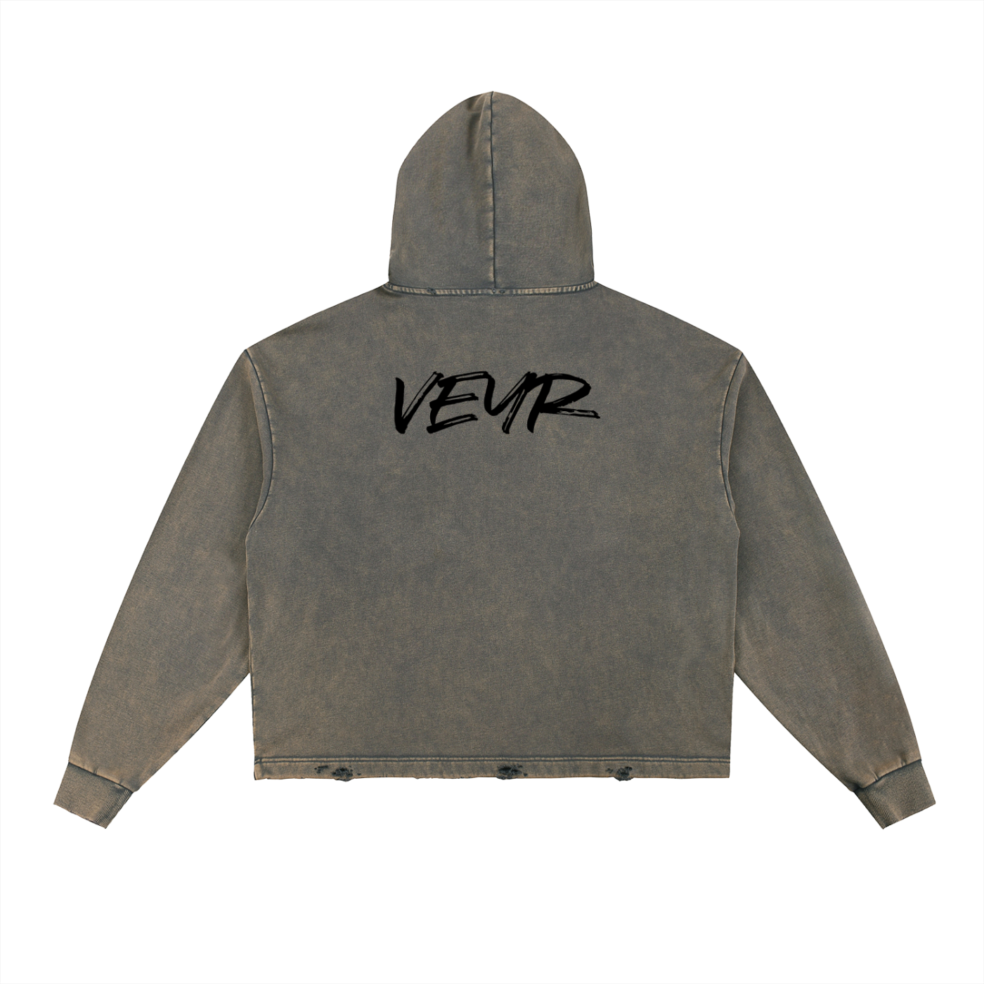 Vintage Washed Frayed-Hem Hoodie